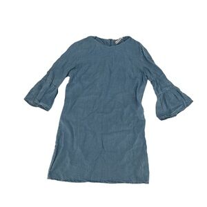 Zara 3/4 Ruffle Sleeve Mini Jean Dress Size Small Women’s